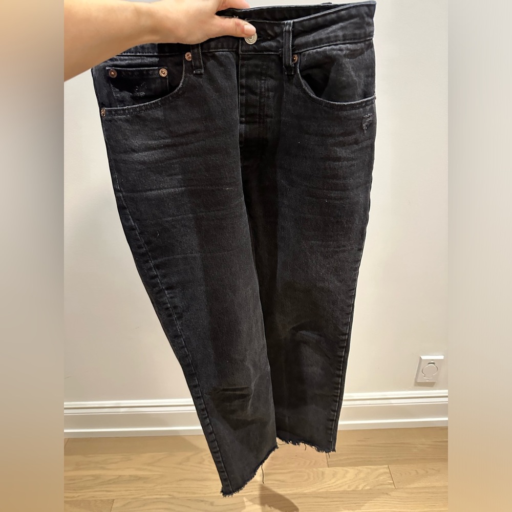Zara black distressed jeans straight leg